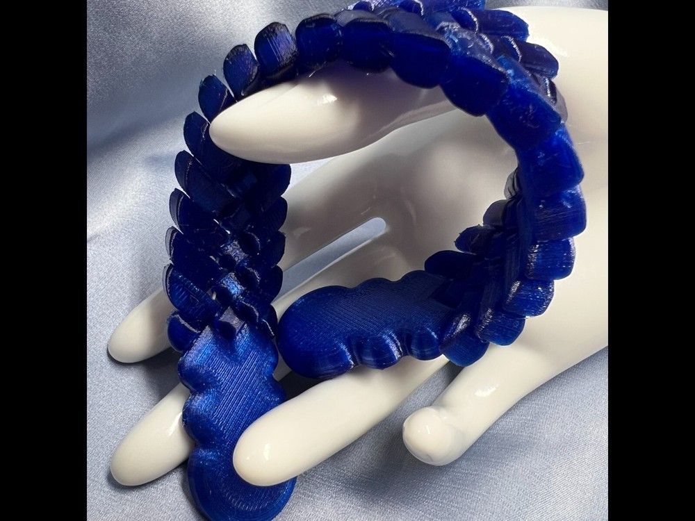 Blue snake skin texture Chotki handmade 3D printed Size 21 cm 31 gram