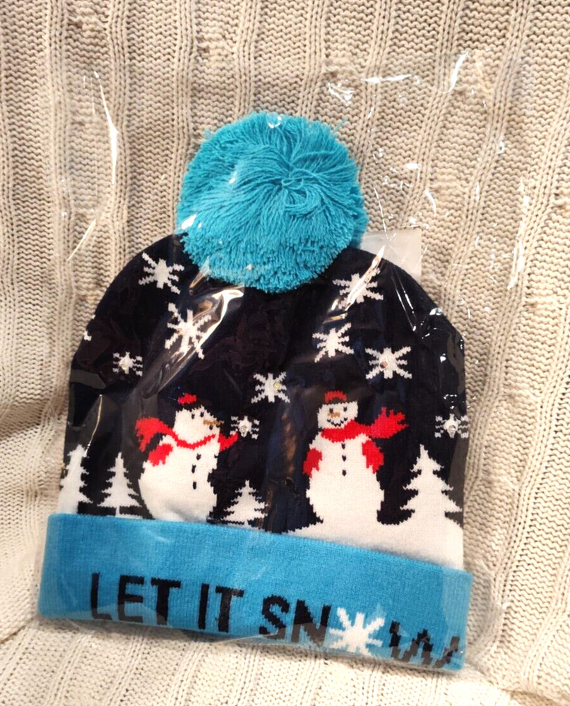 Festive Light Up LED Let It Snow Hat, with 3 Different Flash Modes