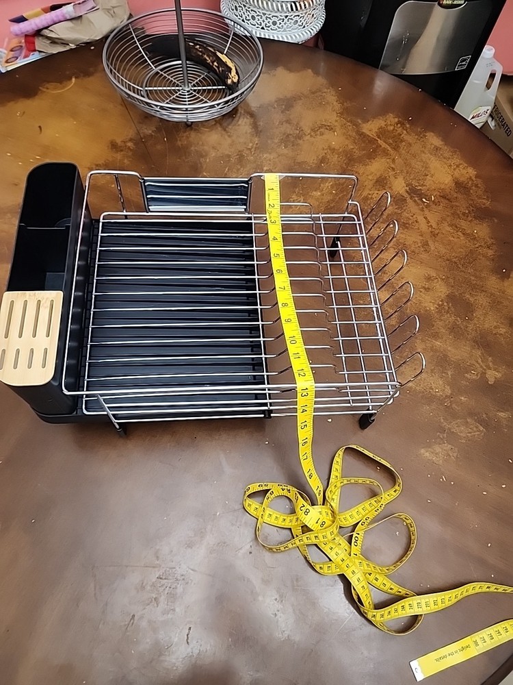 Aluminum Dish Drying Rack Black Silver Expandable