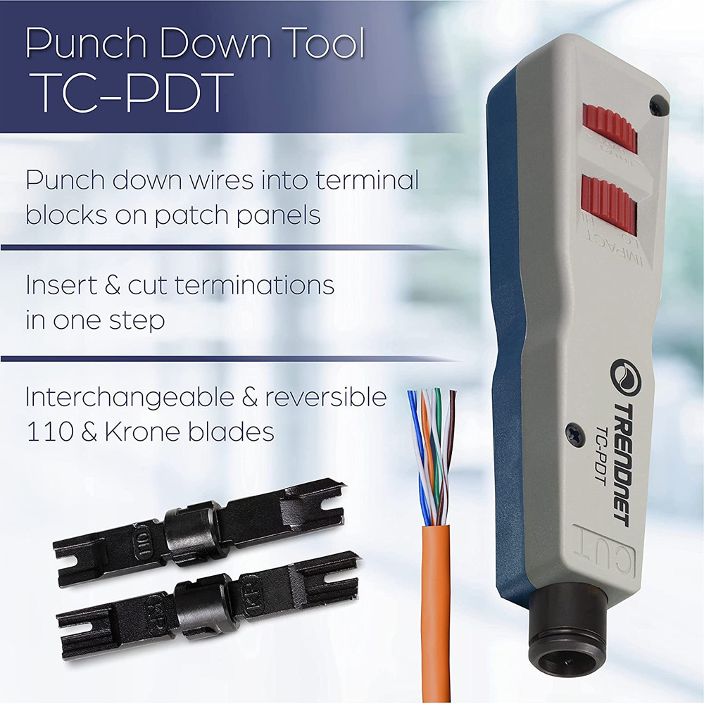 Punch down Tool with 110 and Krone Blade, Insert & Cut Terminations in One Opera