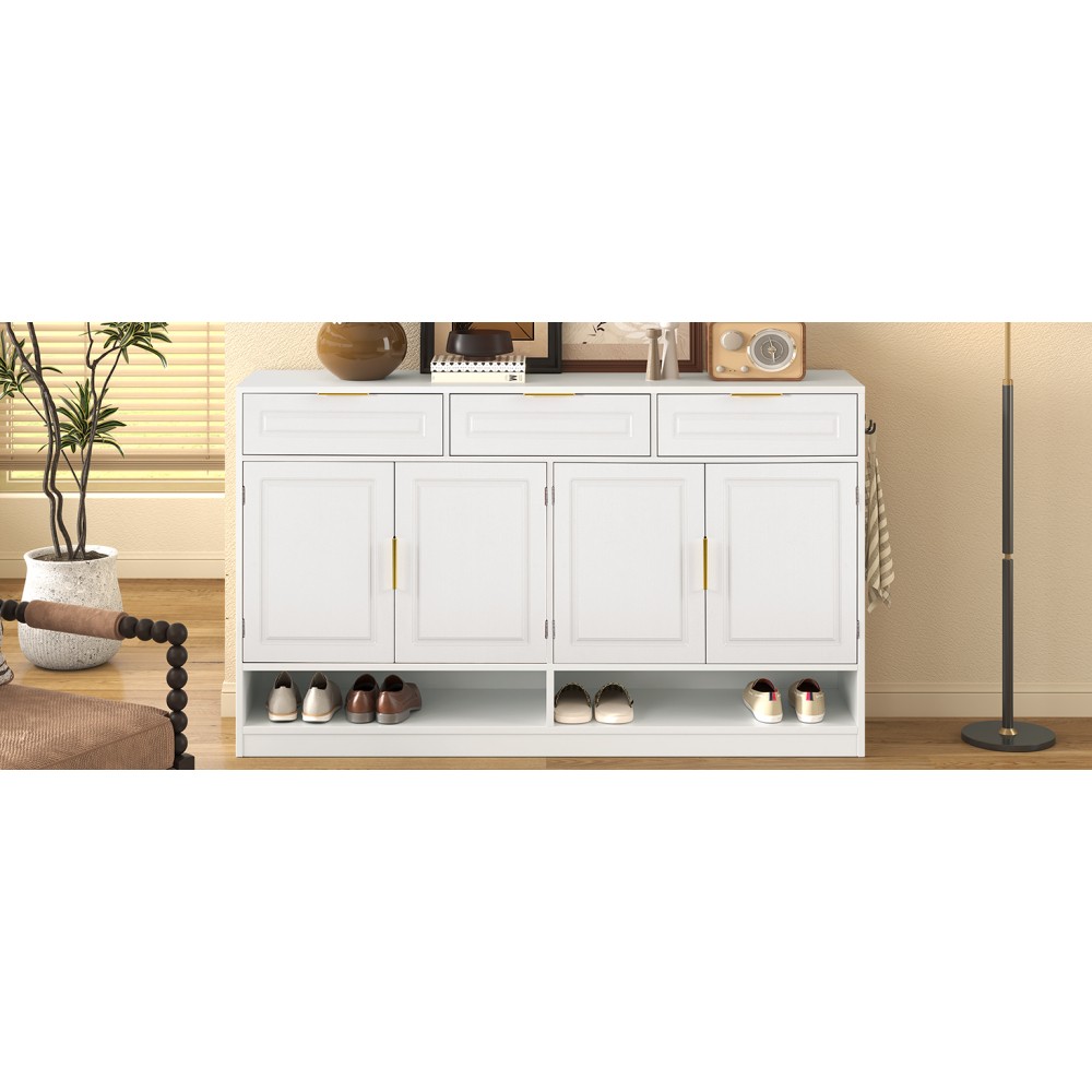 Sideboard with 3 Drawers & Adjustable Shelf, Multi-Functional Storage Buffet
