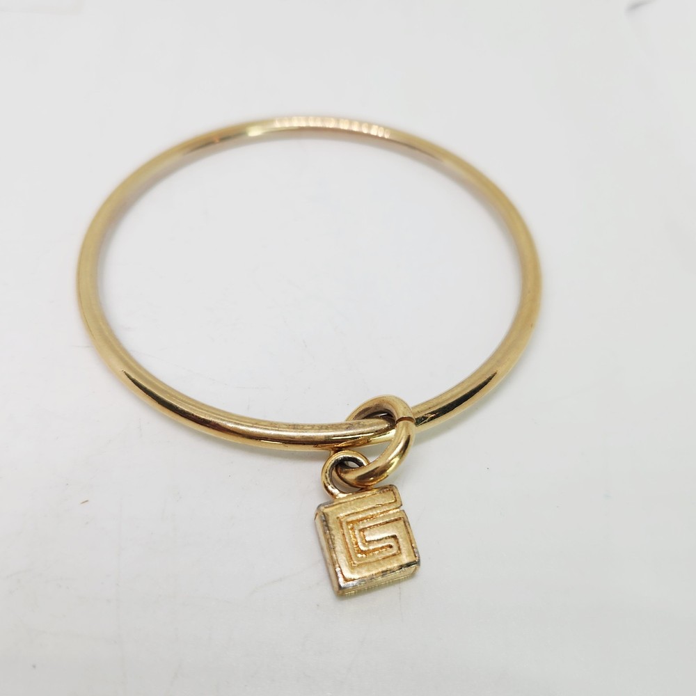 Vintage Givenchy Minimalist Charm Gold Tone Bracelet Bangle Layer Stack 8" Class