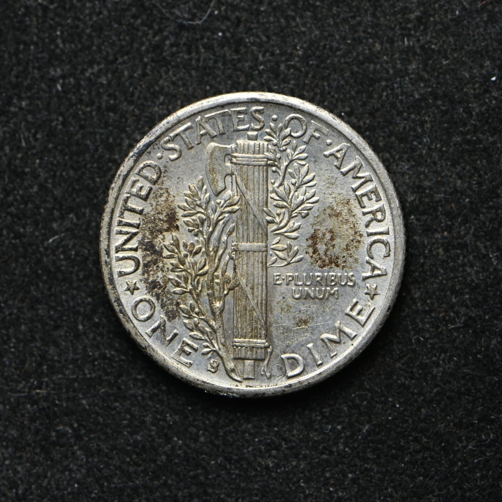 1943-S Mercury Silver Dime Toned BU (bb17460)