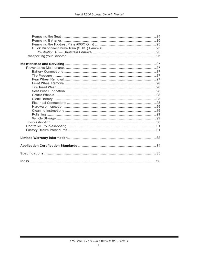 OWNER'S MANUAL - Rascal Scooter 600