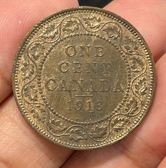 1913 Canada One Large Cent Coin High Grade