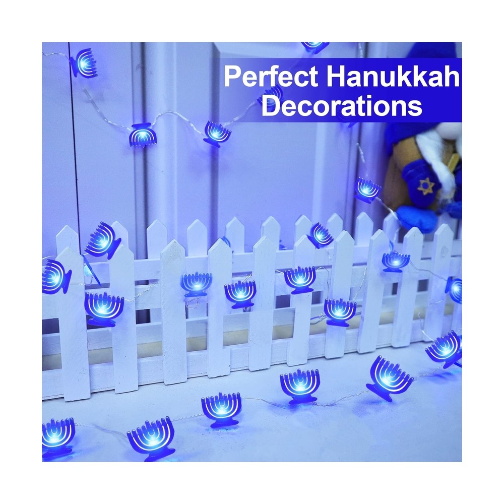 TURNMEON [Timer 10 Ft 30 LED Hanukkah Decorations Lights Menorah String Light...