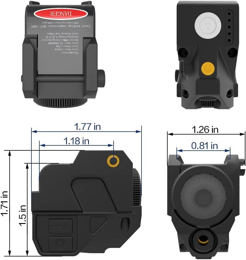 Laspur Tactical Sub Compact Rail Mount Laser Sight w/ High Lumen Flashlight