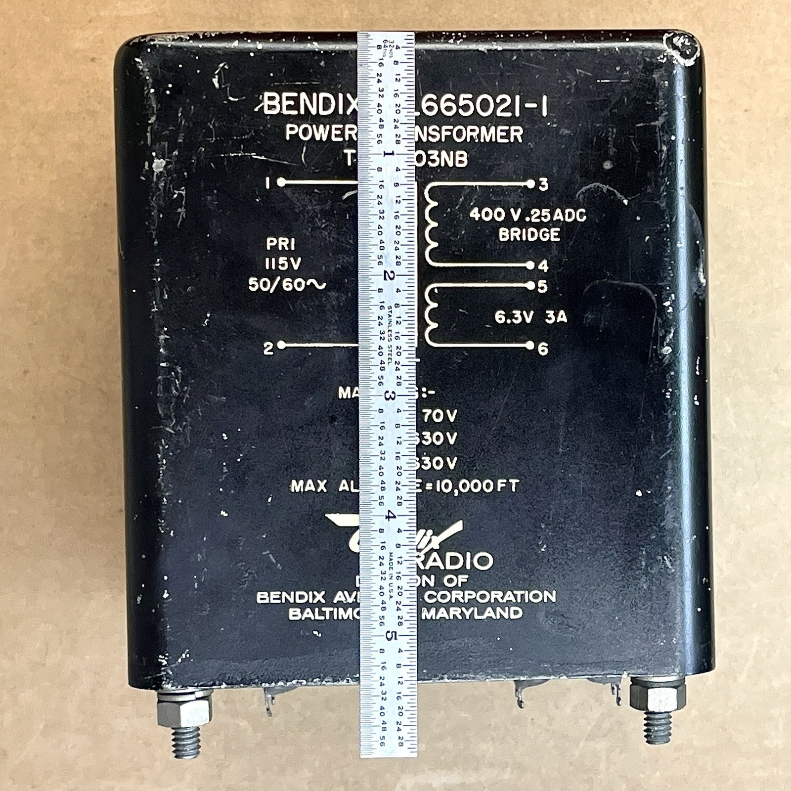 NOS BENDIX #L665021-1 Tube Amplifier Power Transformer 400V 250mADC 6.3V 3A 115V