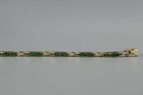 8 CT Princess Simulated Emerald Tennis Bracelet for Women