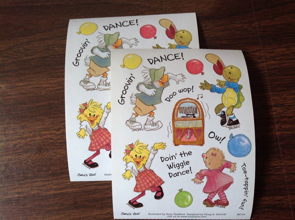 2 Suzy's Zoo sticker sheets: Dance! 90114