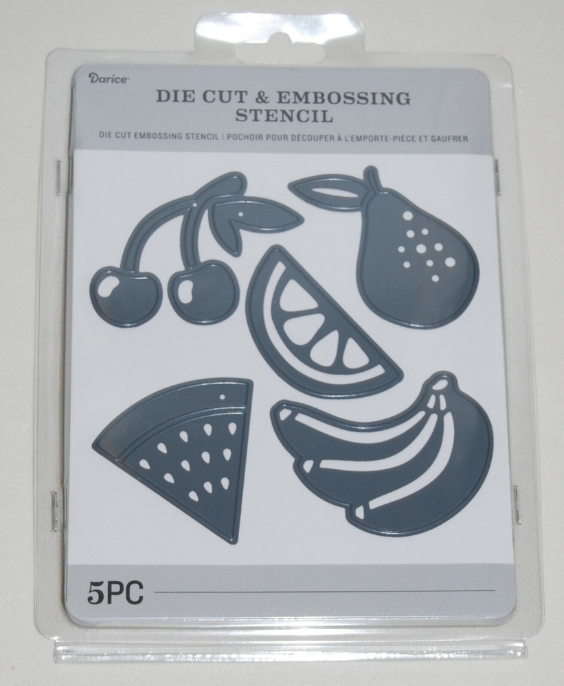New Darice Silver Summer Fruit Theme Die Cut & Embossing Stencils 5pc Set