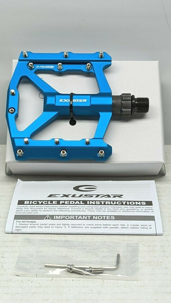 Exustar E-PB557-RD blue alloy MTB platform pedals EPS