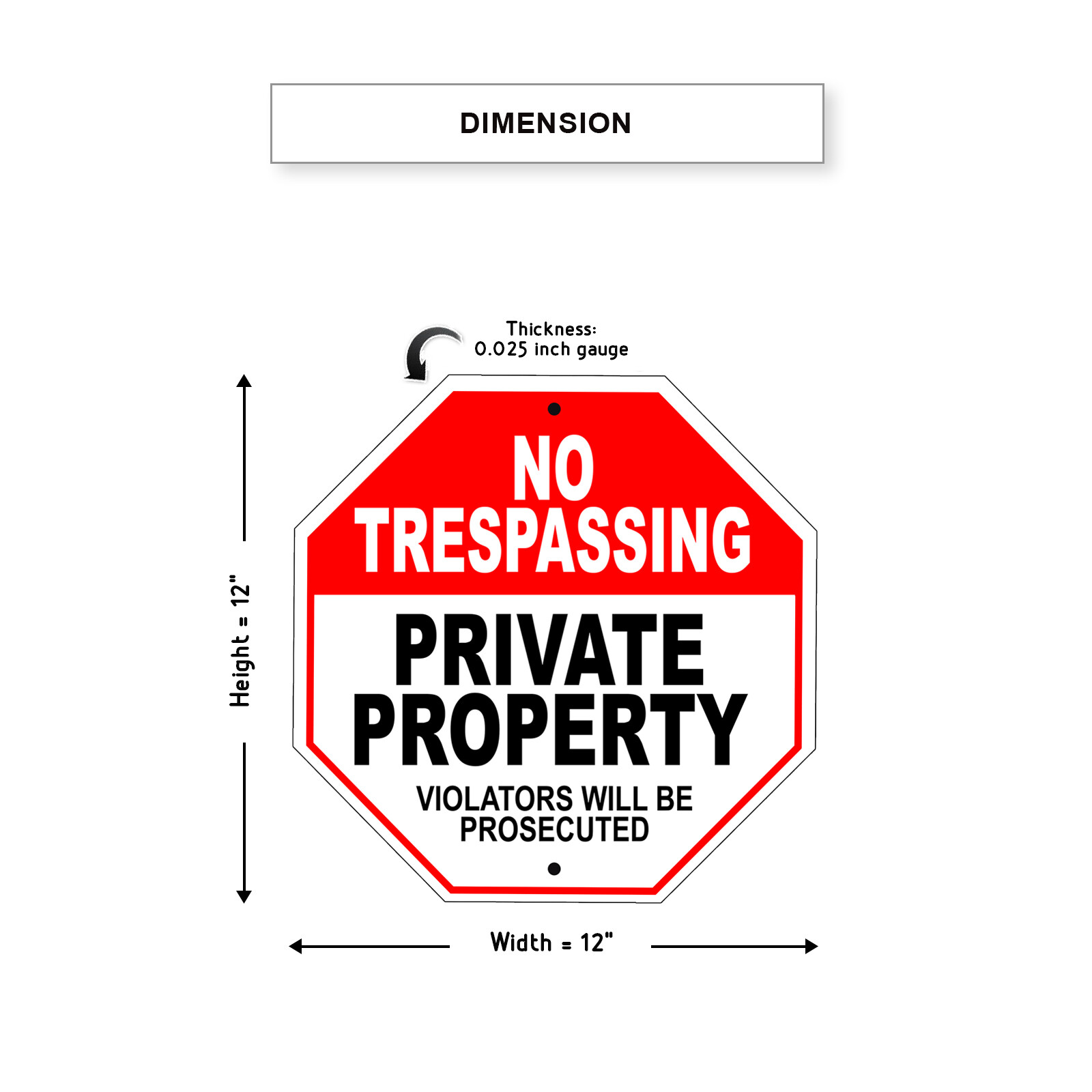 No Trespassing Private Property Violators Will Be Prosecuted Aluminum Metal Sign