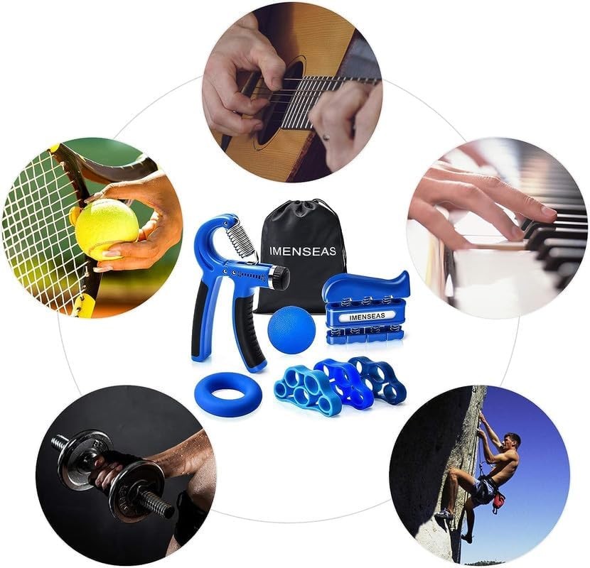 IMENSEAS Grip Strength Trainer 7 Pack Adjustable Hand Gripper, Finger Navy