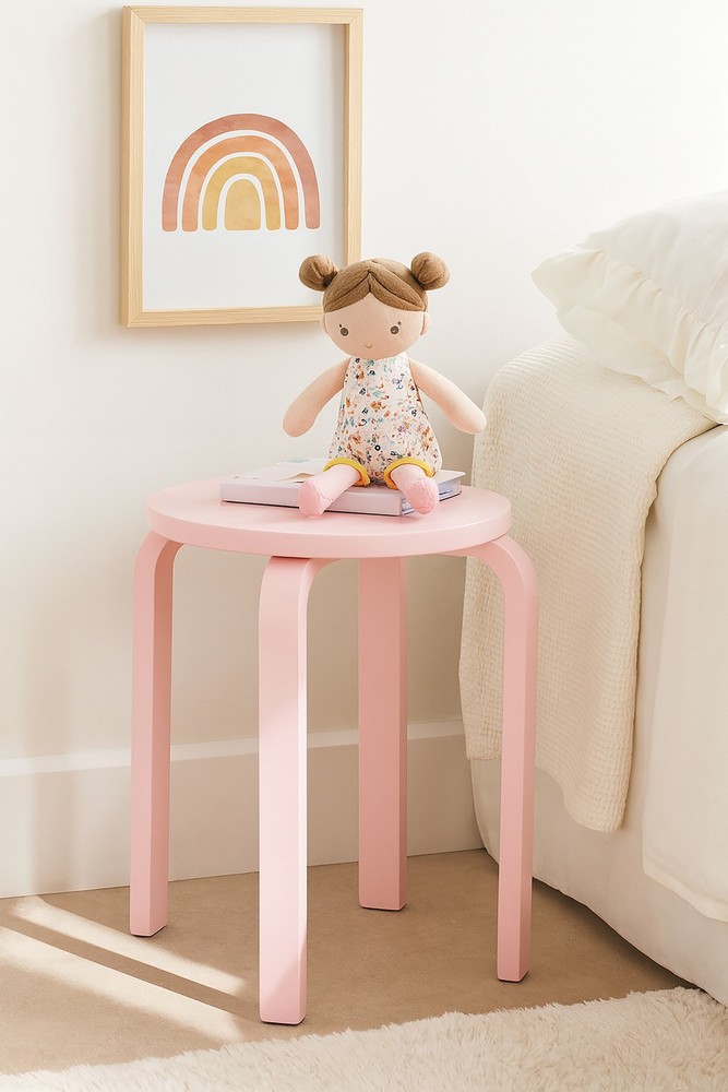 Wood Nightstand Side Table Blushing Rose