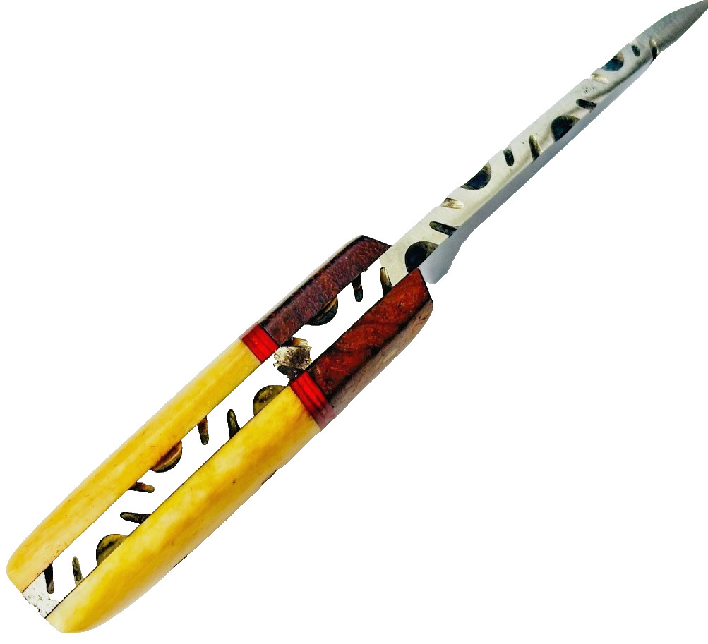 Small Skinning Knife Mirror Finished Blade 6" Fixed Blade Knife & Leather Sheath