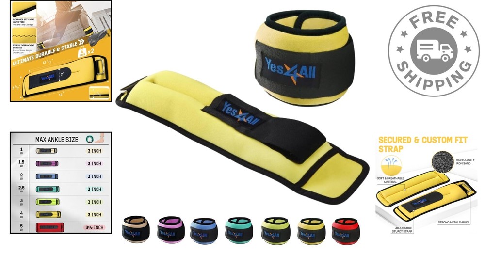 2x4Lbs Neoprene Ankle Weights for Walking, Jogging & Strength Training