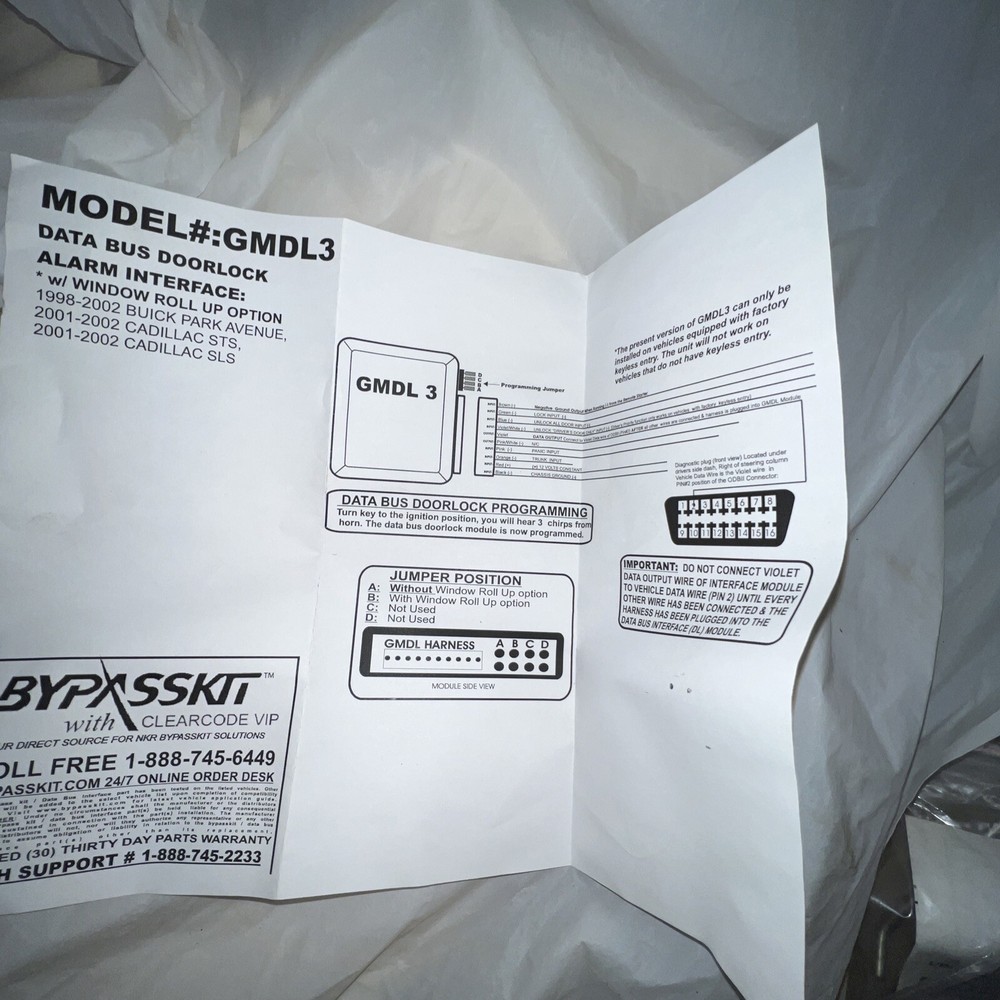 CodeAlarm GMDL3 GM DoorLock Databus Bypass Module Kit