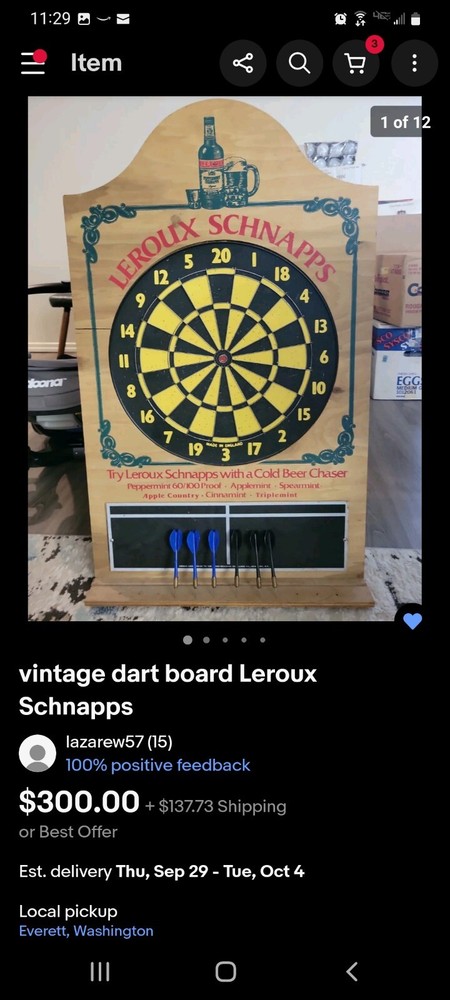 vintage dart board Leroux Schnapps