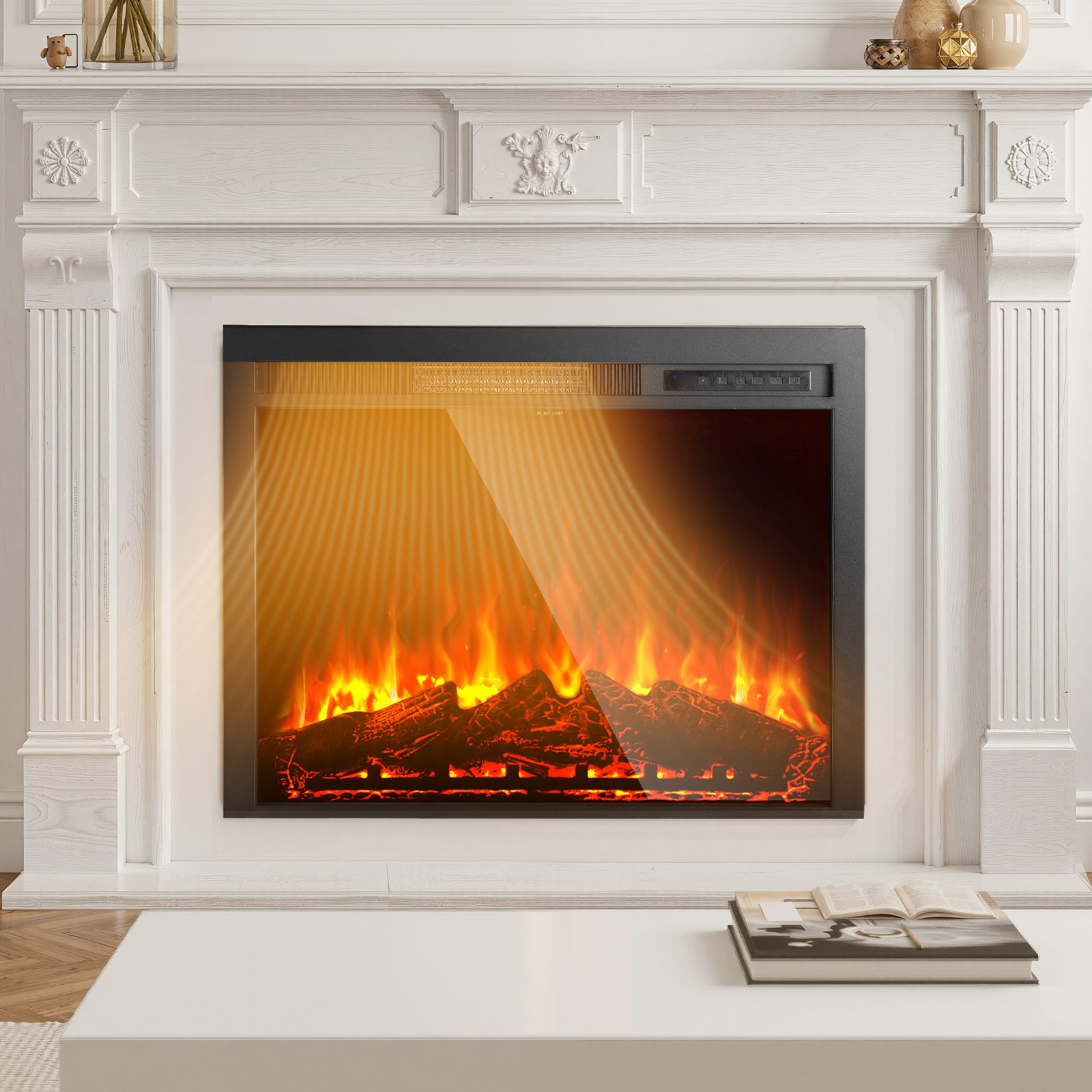 VEVOR 35in Electric Fireplace Insert Wall Recessed Heater 750W 1500W Remote