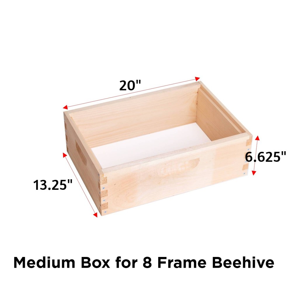 Beekeeping Beehive Box, 10 Frame Medium Assembled Honey Bee Super or Brood Box