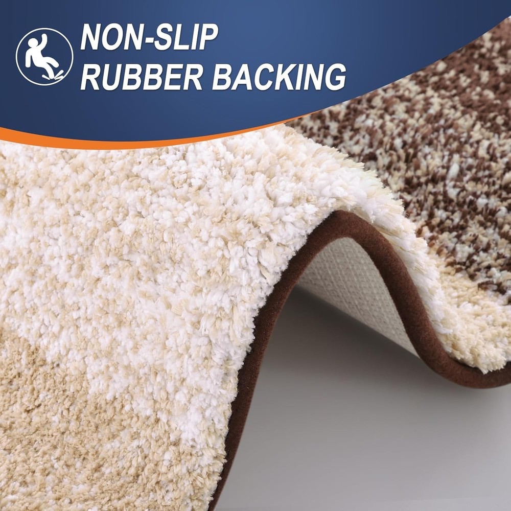 Soft Microfiber Bathroom Runner Rug - Brown