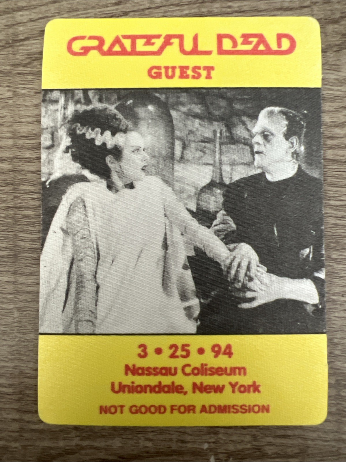 Grateful Dead Backstage Pass Frankenstein Nassau New York NY 3/25/1994 Hollywood