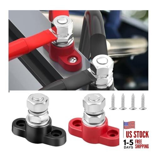 2PCS Car Single Stud Battery Junction Posts Block, 12V Positive & 5/16"
