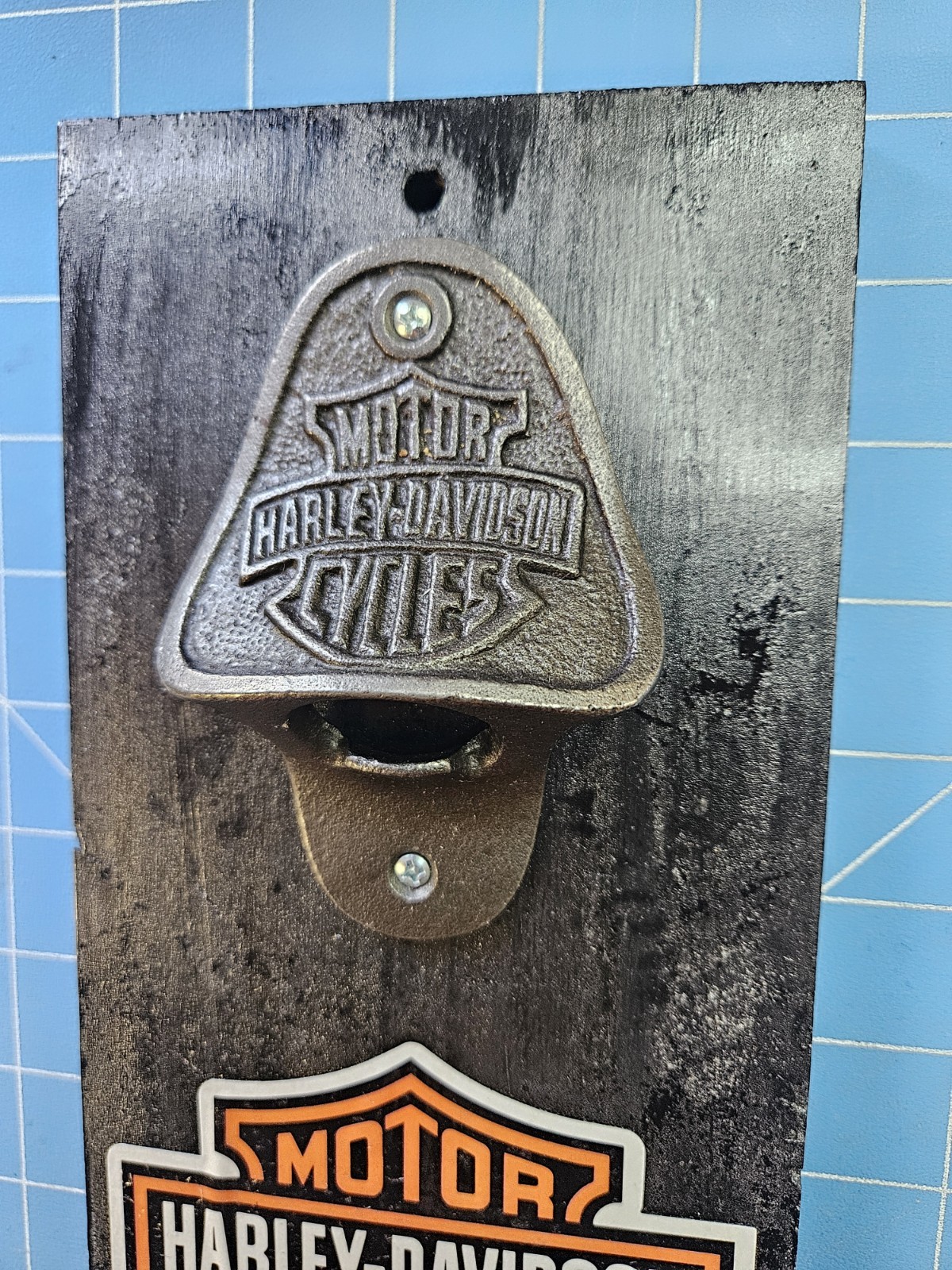 Harley Davidson Wooden Sign Bottle Opener Man Cave Garage Decor NEW