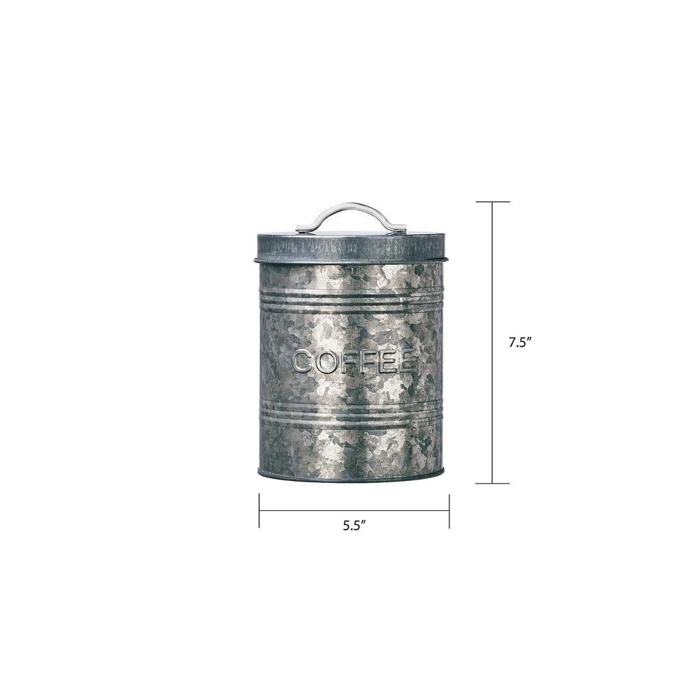 Rustic Kitchen Coffee Metal Canister | Galvanized Metal Storage Container wit...