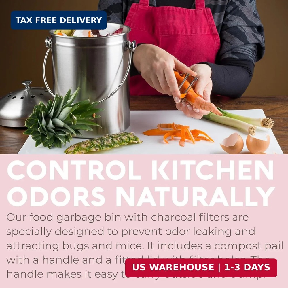 EPICA Countertop Compost Bin Kitchen | 1.3 Gallon | Odorless Composting Bin with