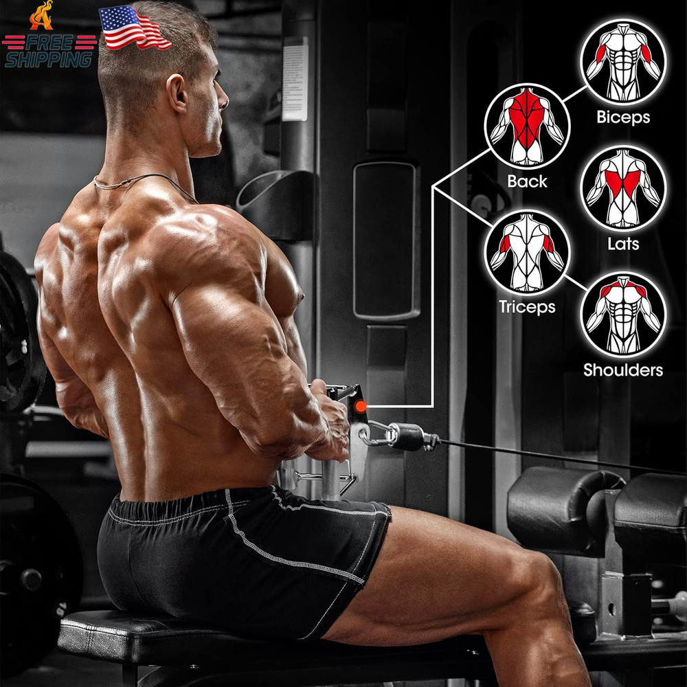 Yes4All Cable Machine Attachment, Double D Handle & Tricep Rope Cable Attachment