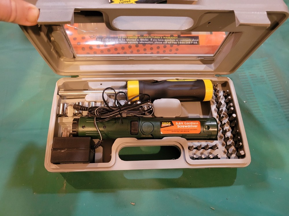 Shop Source 3.6 Volt Cordless Screwdriver Set- Bonus Lighted Screwdriver