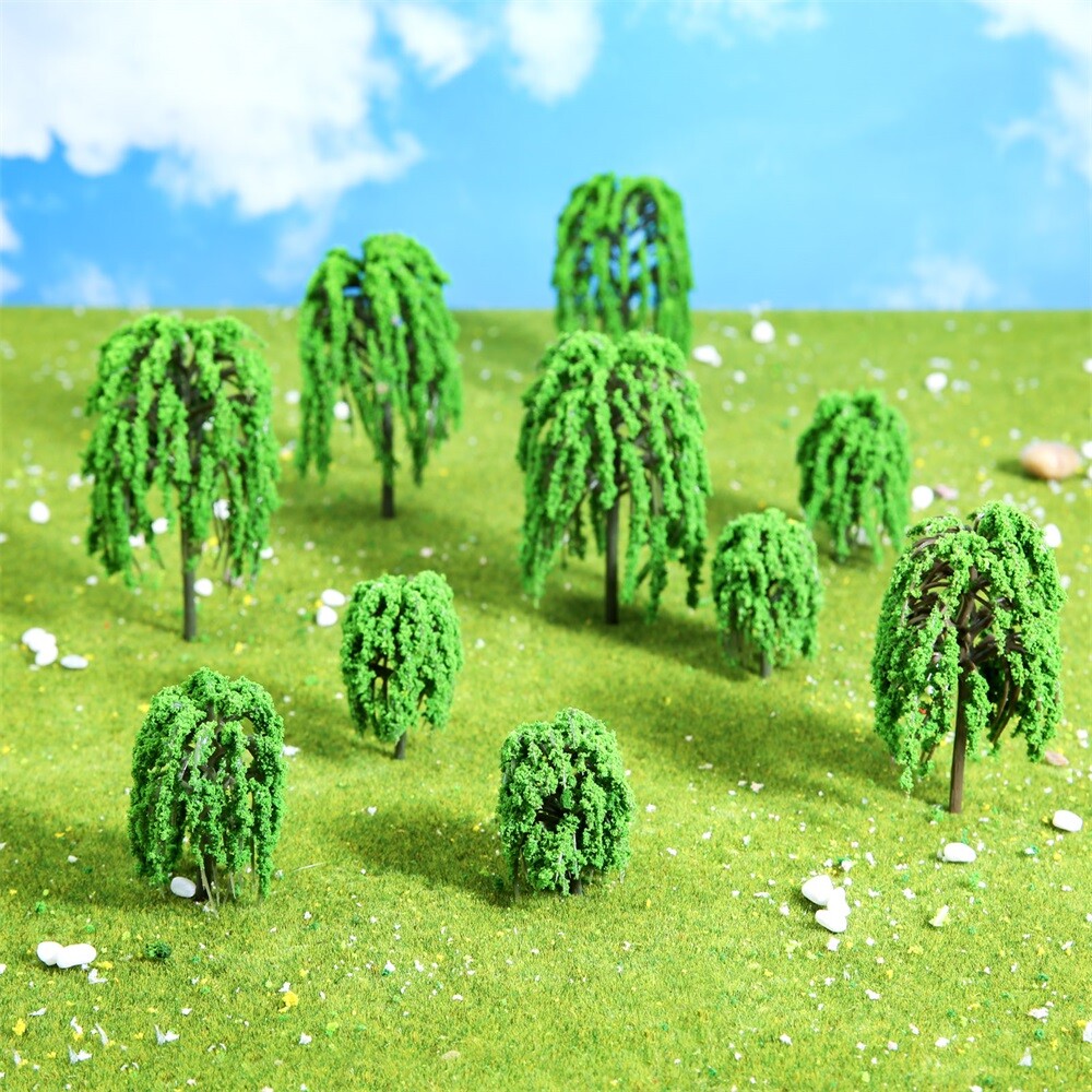 20Pcs Artificial Willow Model Trees Park Train Railways Sand table Scenery Decor