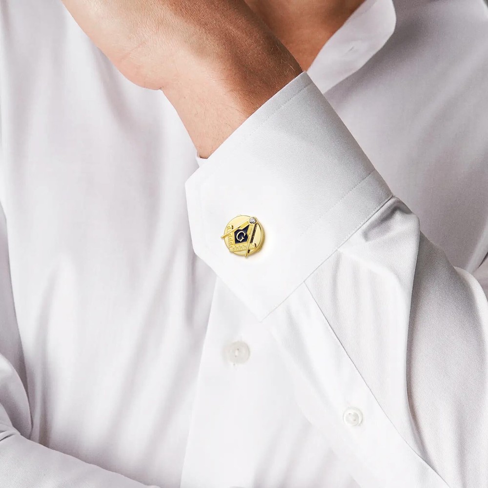 Masonic Button Covers, Square & Compass Cufflinks for Freemason 01