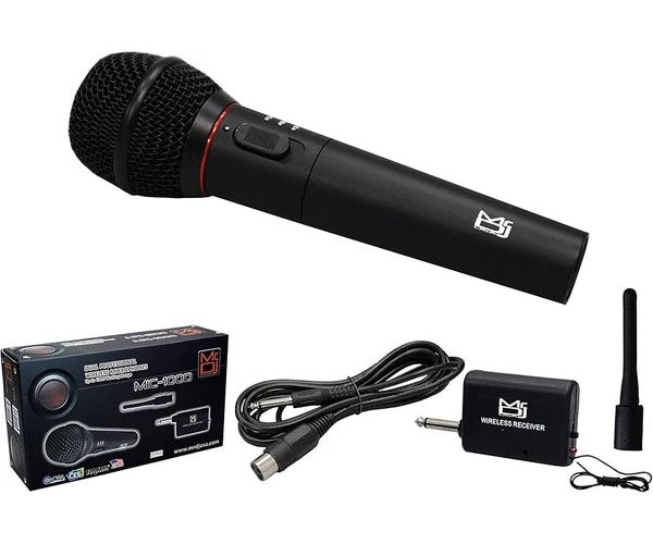 MR DJ MIC1000 Dual Function Wireless/Wired Black Handheld Microphone System