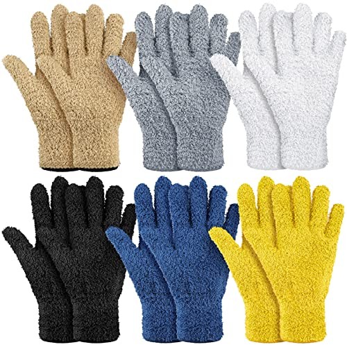 6 Pairs Microfiber Dusting Gloves, Dusting Cleaning Medium Vibrant Color