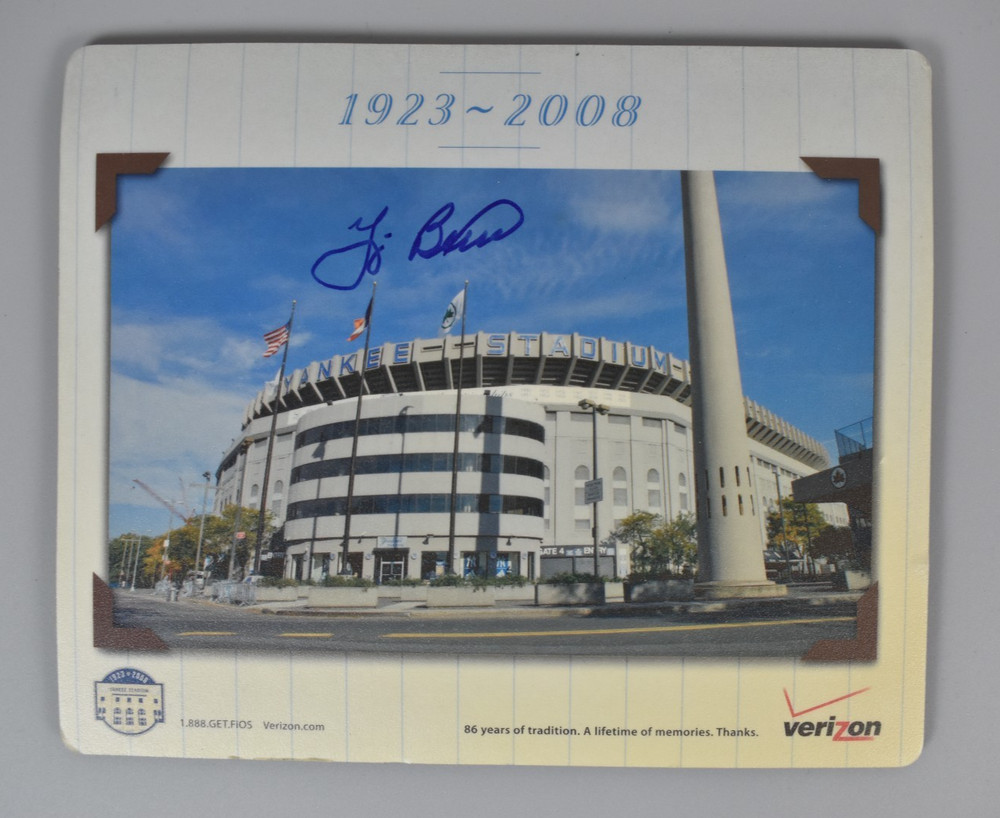 Yogi Berra Signed Autographed Yankee Stadium Mousepad