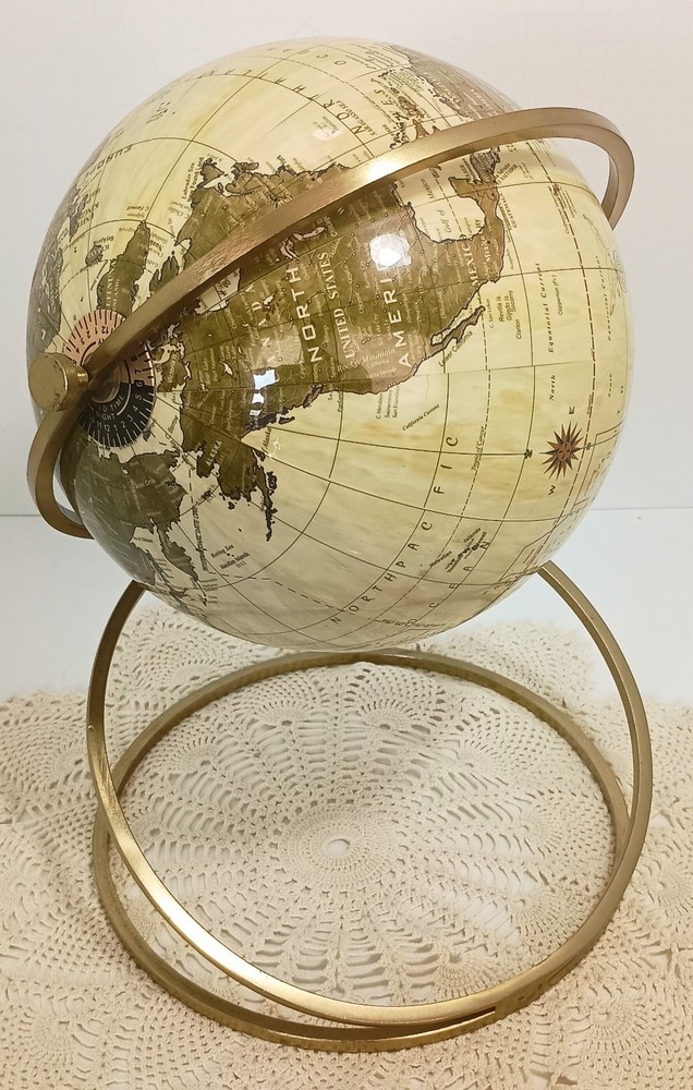 Decorative Modern Tabletop Globe 12 Inches Tall Gold Stand