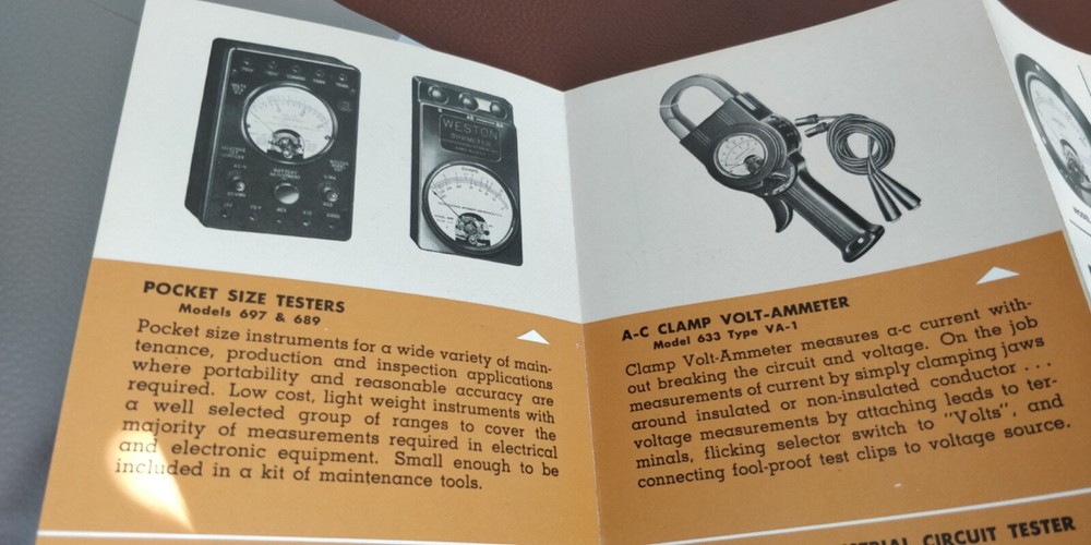 1954 Weston Instruments ~ Small catalog Brochure ~ Circuit testers etc ..