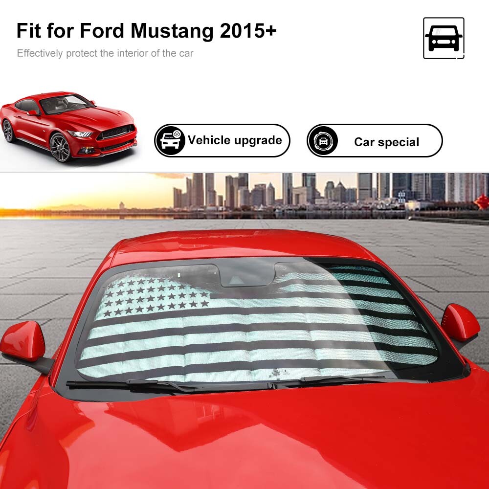 Windshield Visor SunShade Sun Shade US Flag Pattern For Ford Mustang 2015-2020