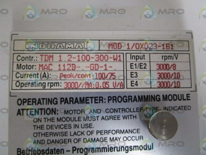 INDRAMAT MOD1/0X023-161 PROGRAMMABLE MODULE UNMP
