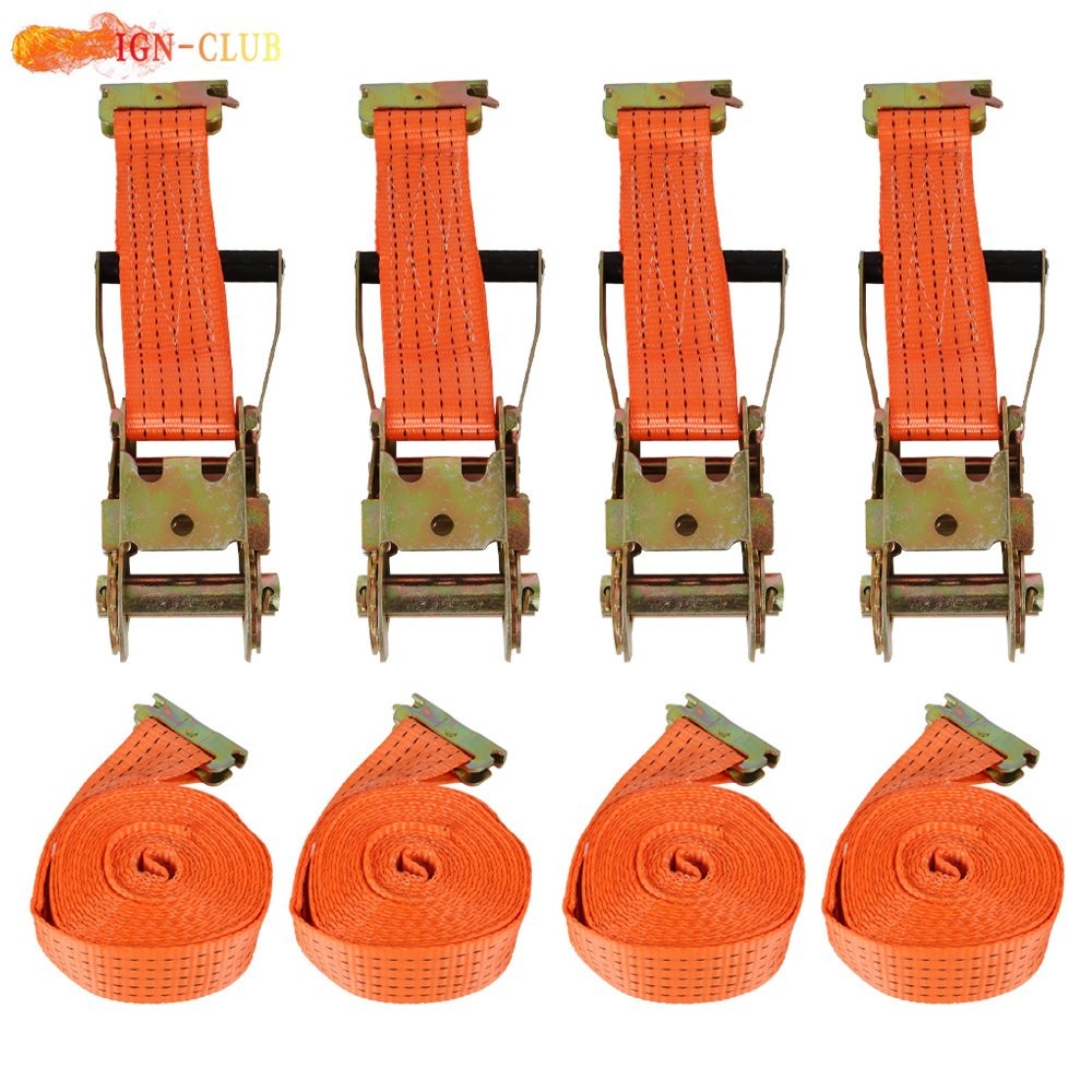 4 Set 2"x15' E-Track Polyester Ratchet Straps With E-buckle Heavy Duty Tie Downs
