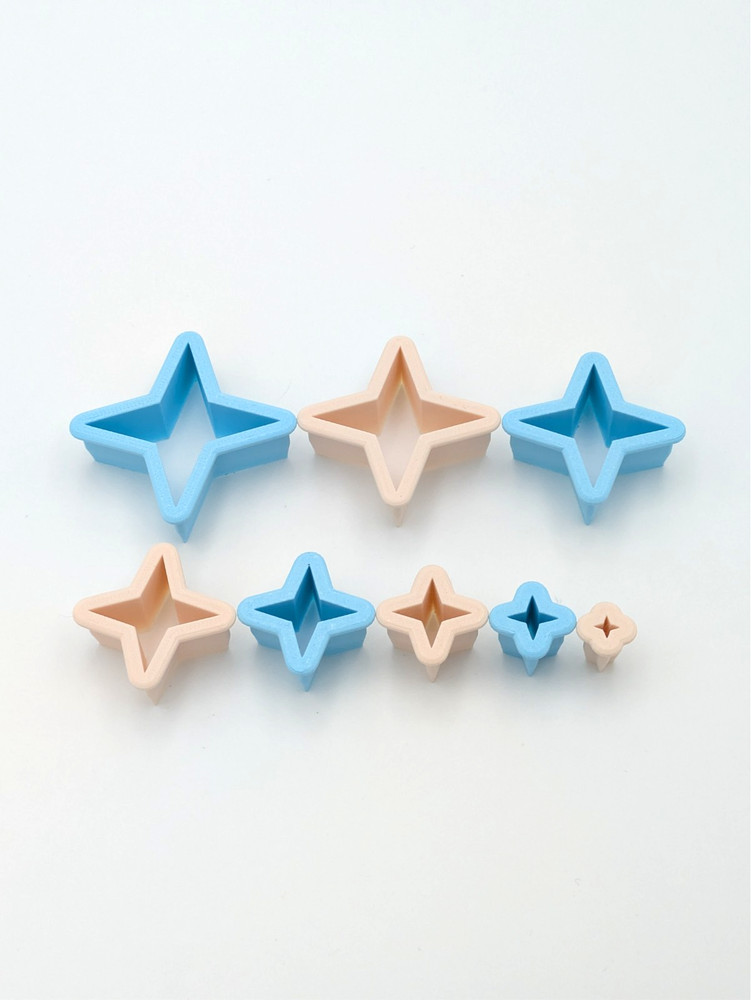 4-Point Star Clay Cutter Shape Set~Polymer Crafting Tool~Semi Stackable Outline