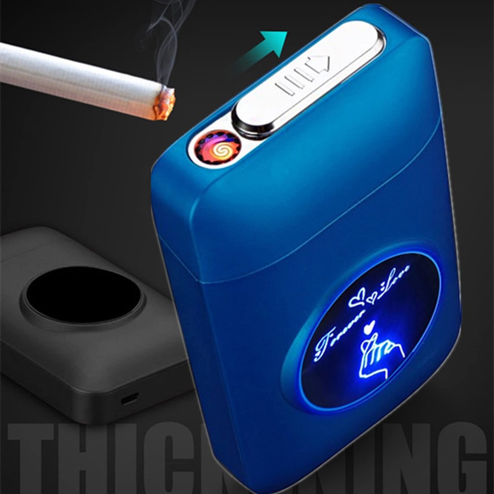 Cigarette Case with Lighter, 19pcs Regular Size Cigarettes Holder Box King Si...