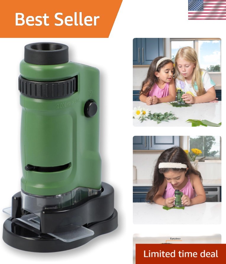 Compact 20-40x Zoom LED Pocket Microscope - Perfect for Students & Hobbyists