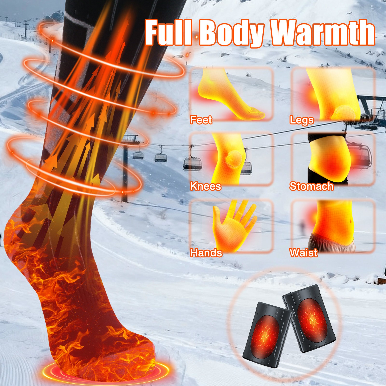 Men/Women Heated Socks – Rechargeable 7500mAh, 2025 Upgraded 360° Heat