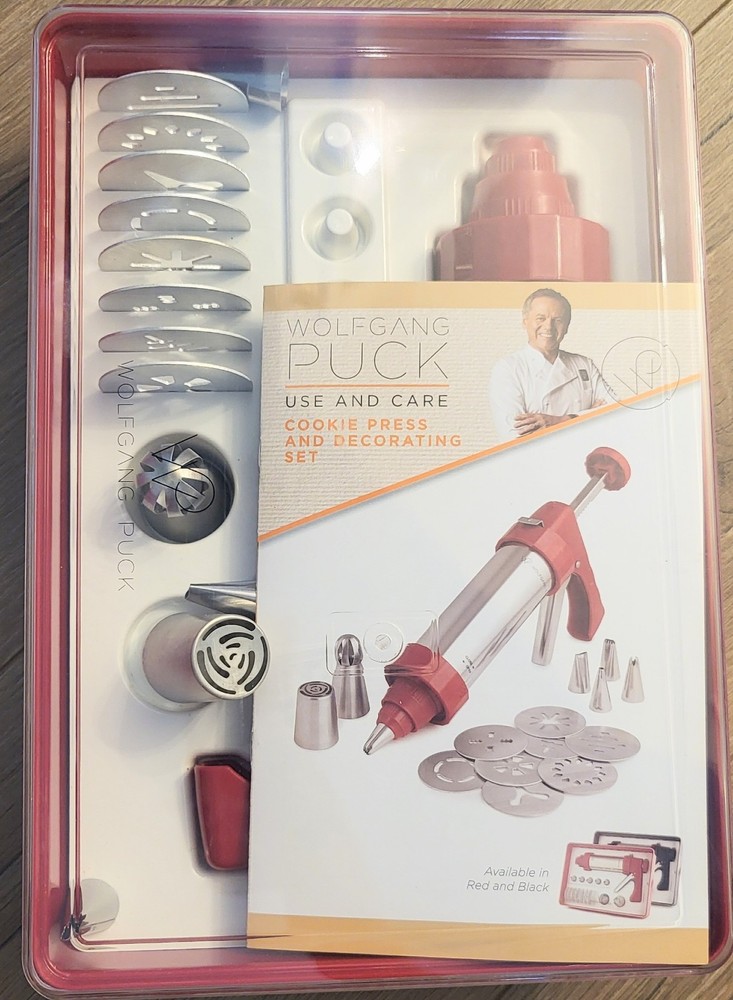 Wolfgang Puck Cookie Press & Decorating Set.. Case Is Red✍️