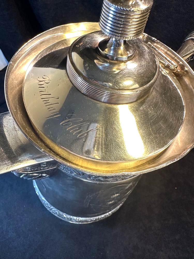 Antique 1868 Rogers & Smith Co. Engraved Silver Plate Insulated Pitcher