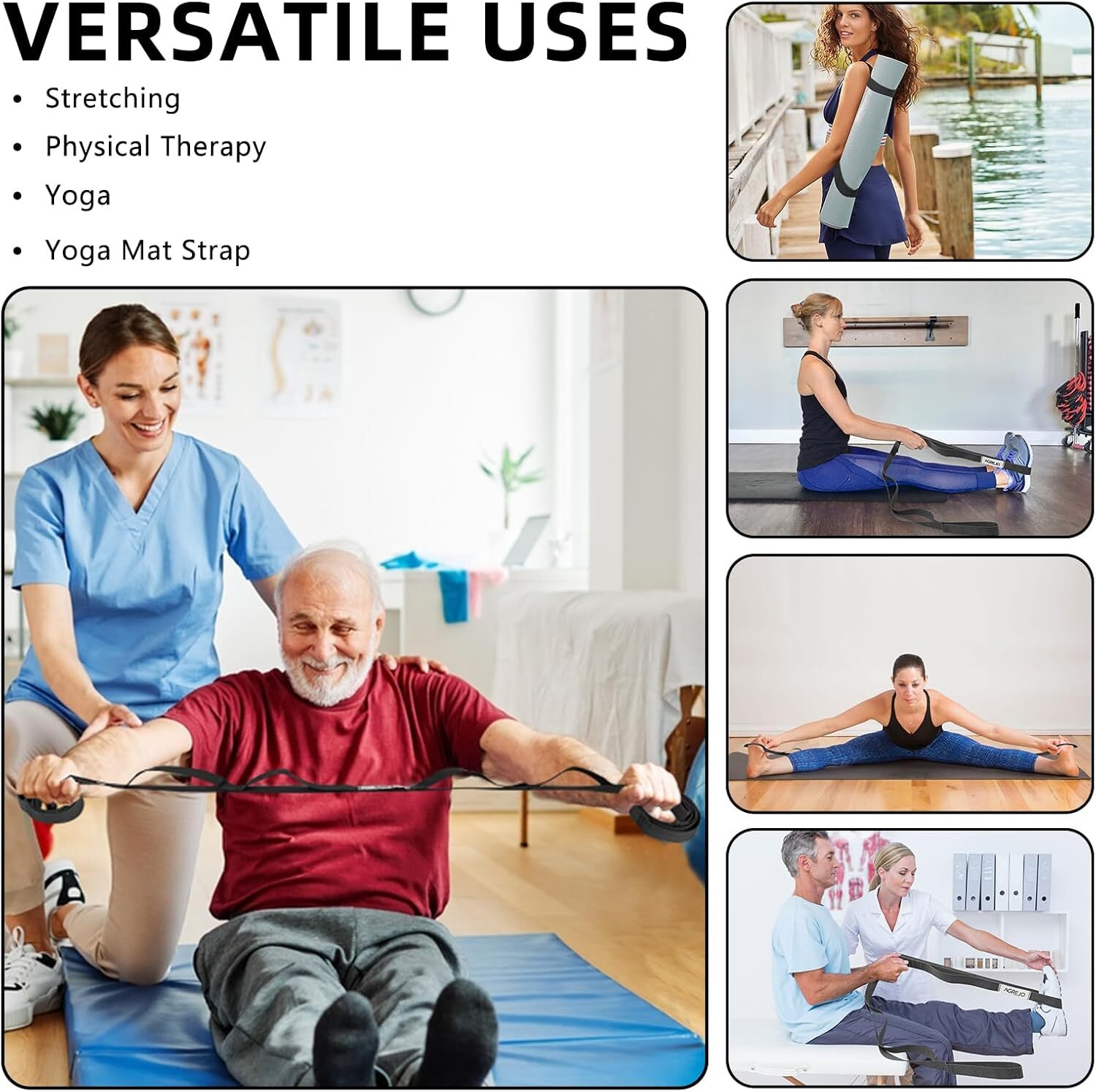 Stretching Strap Yoga Strap for Physical Therapy Stretch Out Straps for Home ...